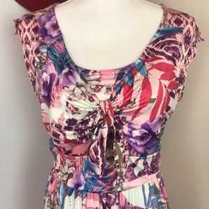 Pink multi-color One World dress Size Small